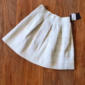 FSR Cream /White Textured Pleated Skirt